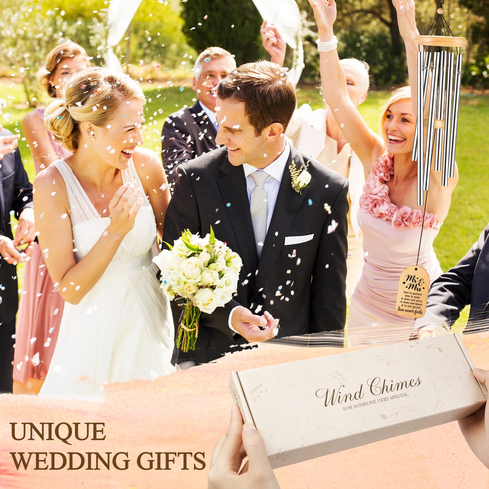 GiftChant wind chime with bride and groom motif, ideal keepsake.