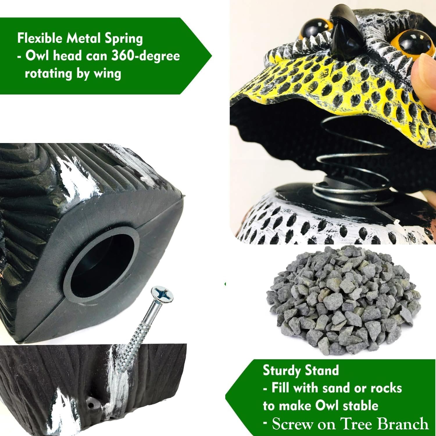 GiftExpress owl decoy color detail highlights vibrant, weatherproof finish for outdoor use.