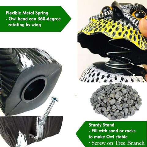 GiftExpress owl decoy color detail highlights vibrant, weatherproof finish for outdoor use.