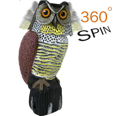 GiftExpress owl decoy rotating head action adds natural movement in wind.