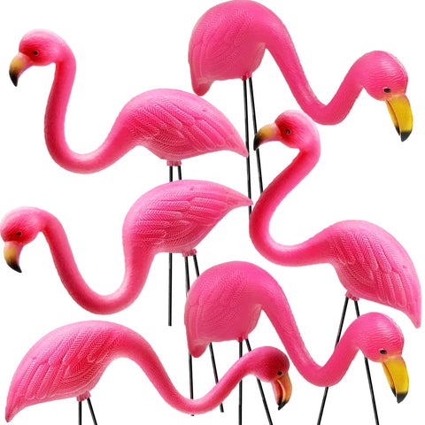 GiftExpress pink flamingos 6-pack in yard for vibrant outdoor decor.