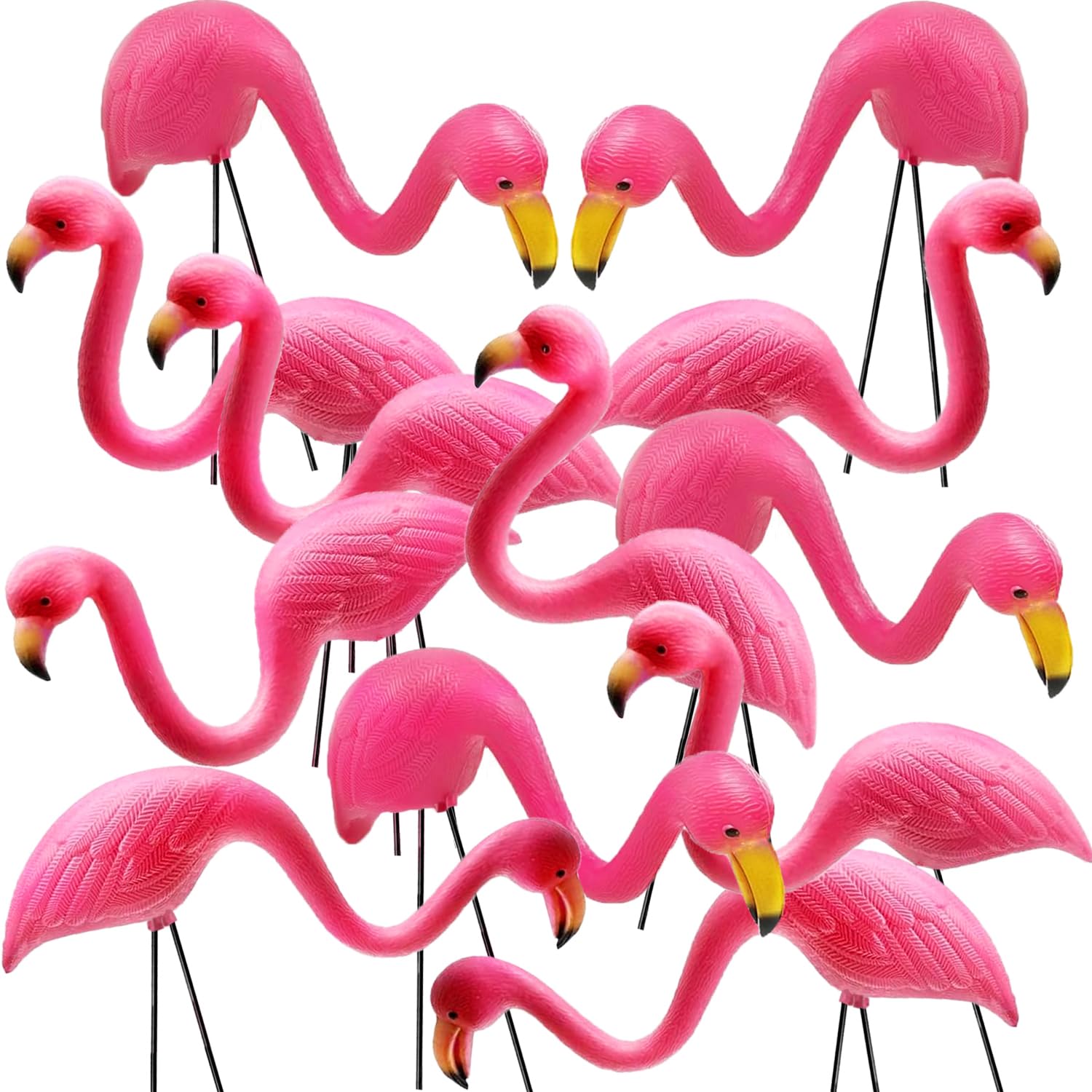 GiftExpress pink flamingos yard decor, 14in tall, brightens outdoor spaces.