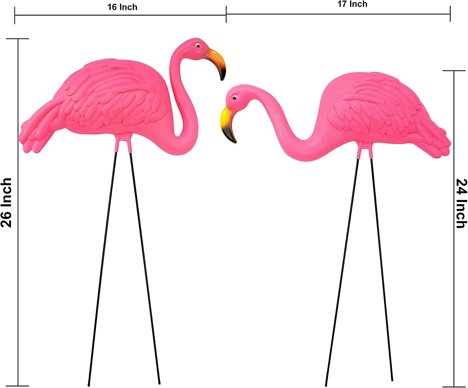 GiftExpress pink flamingos yard statue with detachable metal stakes for easy setup.