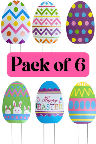 GiftExpress sturdy 21inch metal stakes secure the egg signs outdoors.