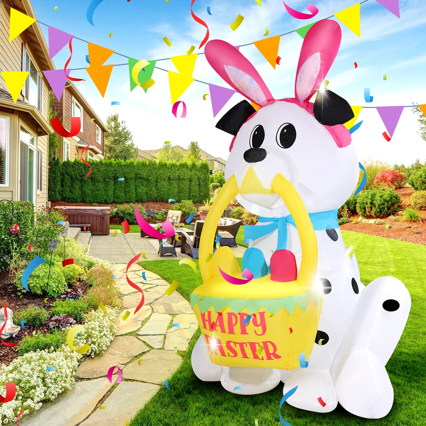 GIFTFIND Easter inflatable dog rear-tail detail adds lawn charm