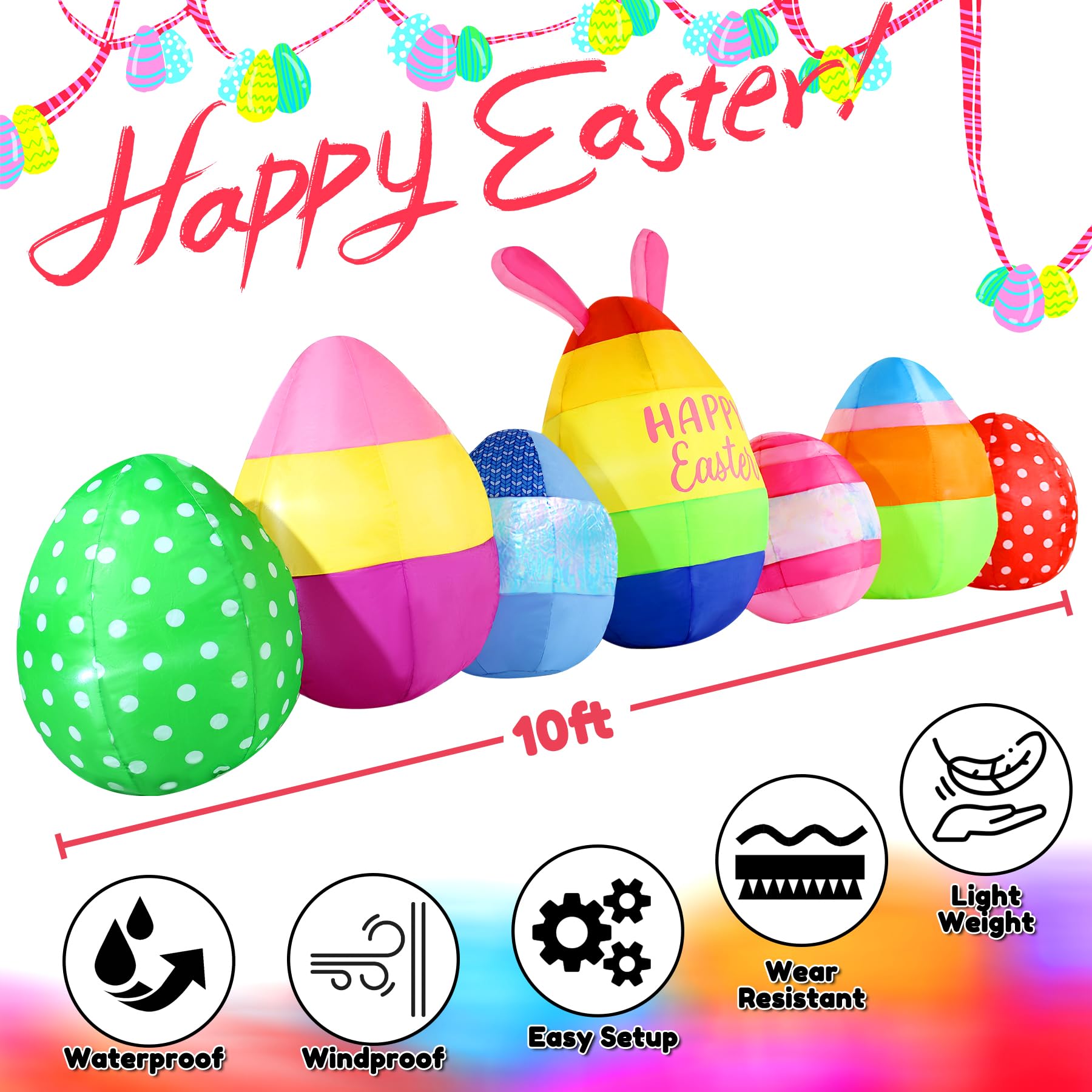 GIFTFIND Easter Eggs Inflatable includes a powerful blower for quick setup and deflation