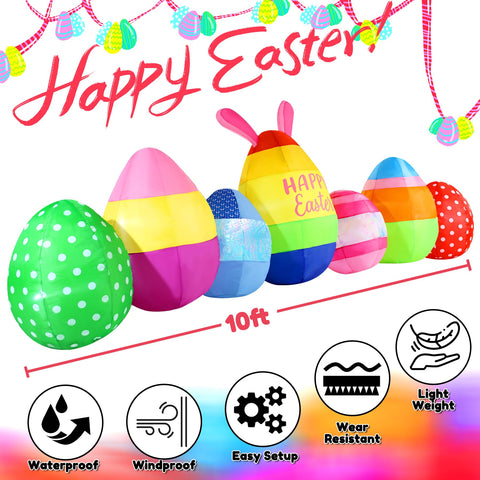 GIFTFIND Easter Eggs Inflatable includes a powerful blower for quick setup and deflation