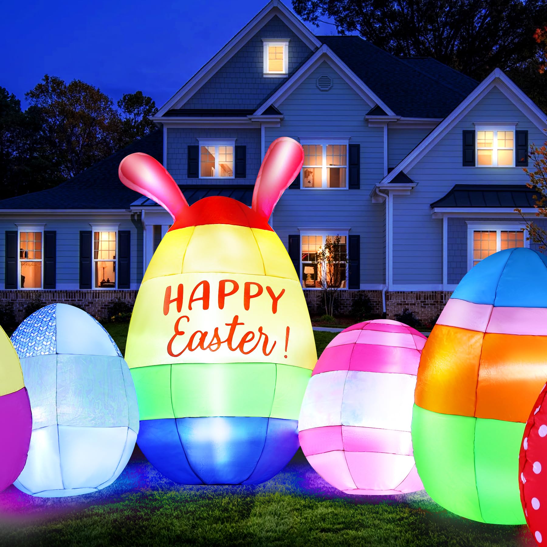 GIFTFIND Inflatable eggs crafted from durable, weather-resistant material for year-after-year decor