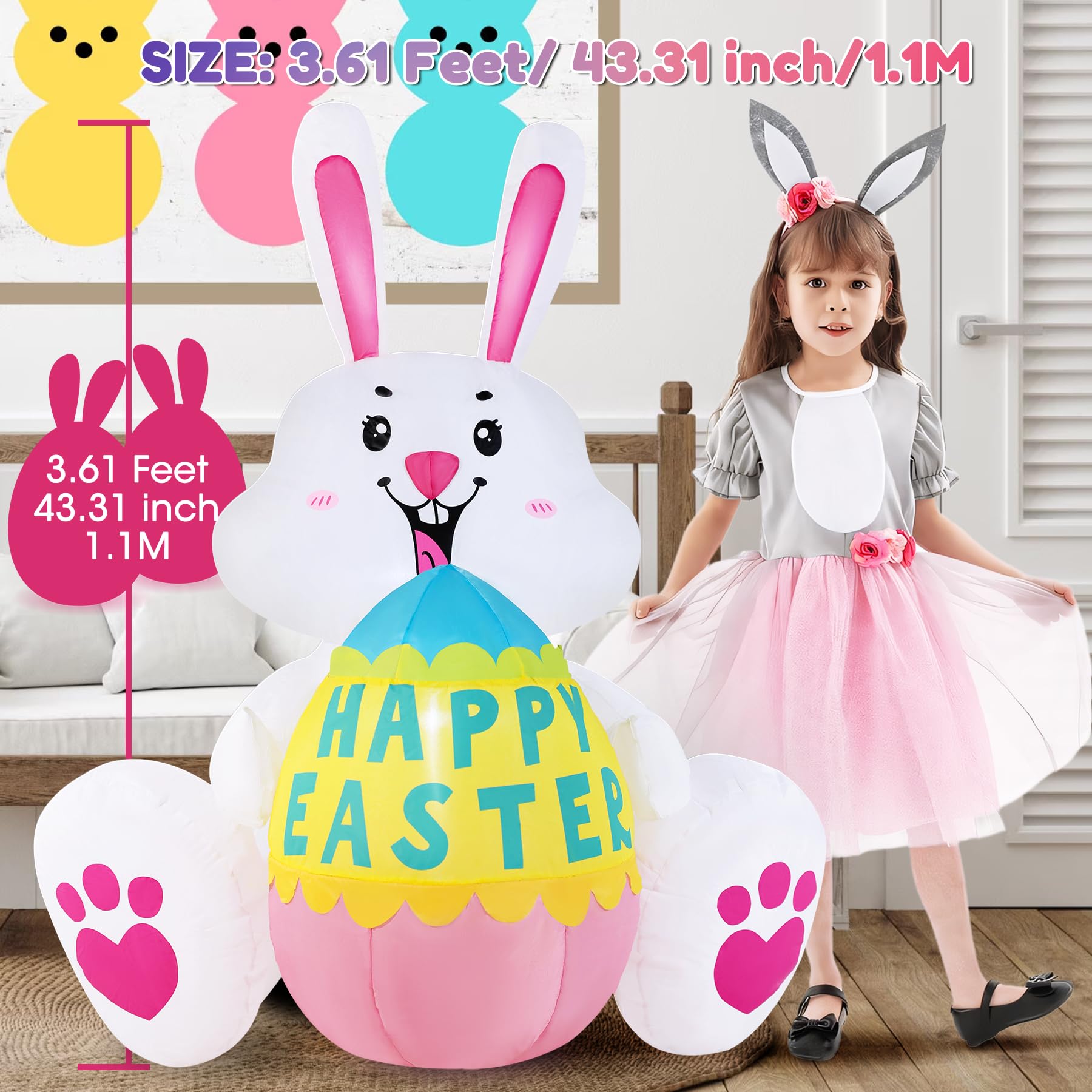 GIFTFIND backyard Easter decor displaying 3.6ft height for patio use.