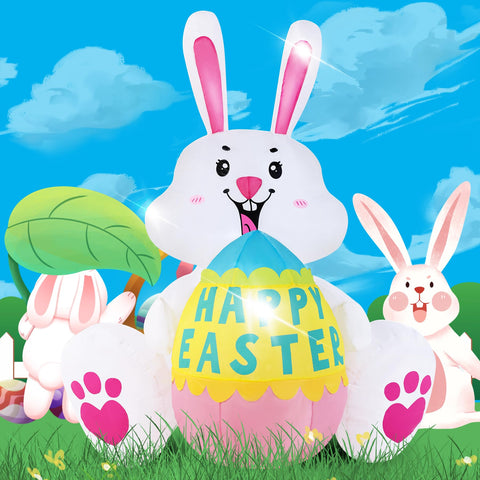 GIFTFIND pink Easter bunny inflatable ready for outdoor gifting and celebrations.