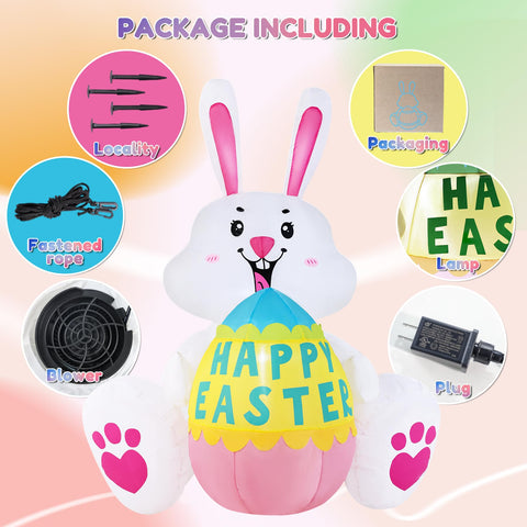 GIFTFIND Easter inflatable image showing brighter lights for evening yard fun.