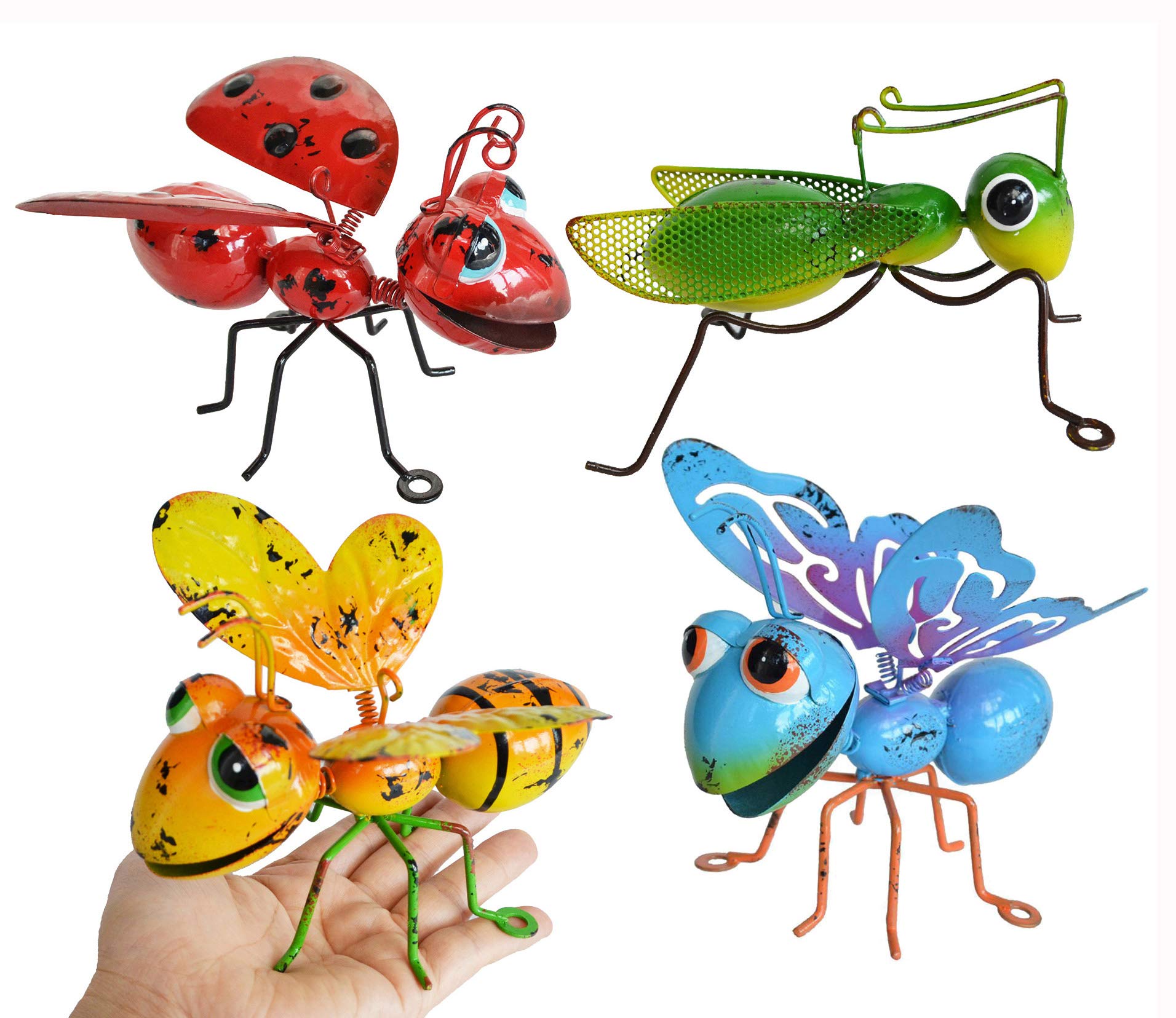 GIFTME 5 metal garden sculptures set of 4 adds colorful wall decor to outdoor spaces.