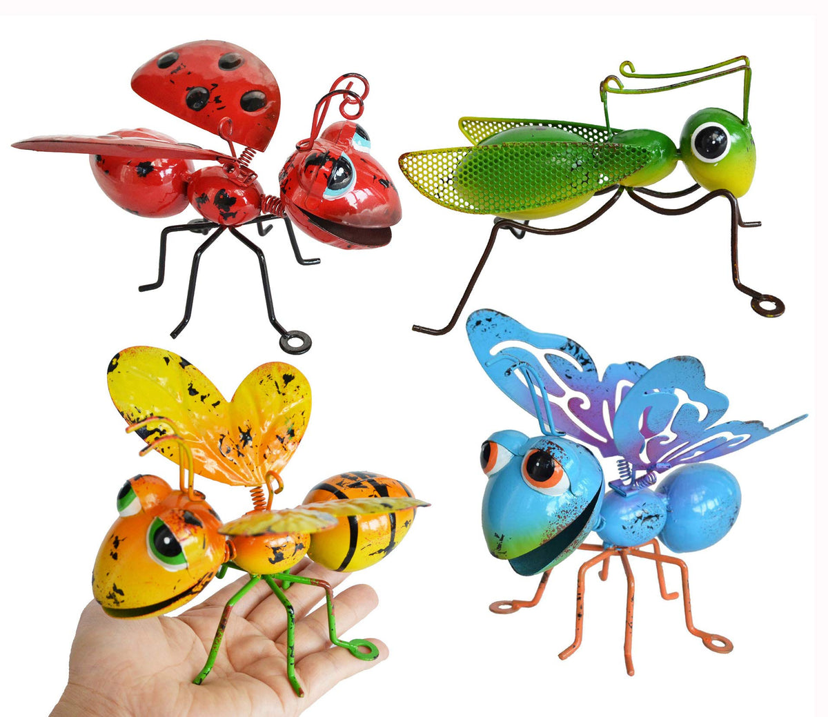GIFTME 5 metal garden sculptures set of 4 adds colorful wall decor to outdoor spaces.