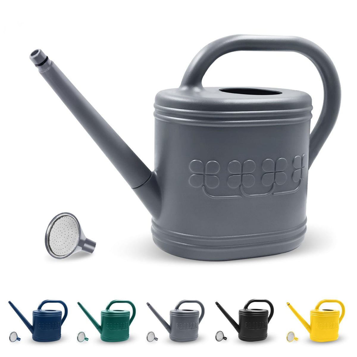 Giftsfaloy 2-gallon grey watering can front view for easy outdoor use