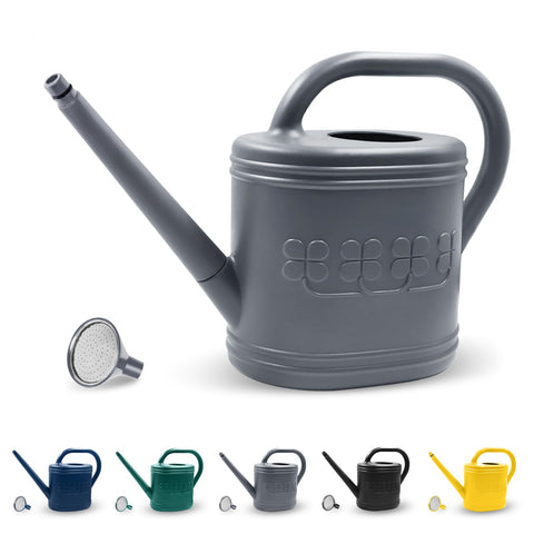 Giftsfaloy 2-gallon grey watering can front view for easy outdoor use