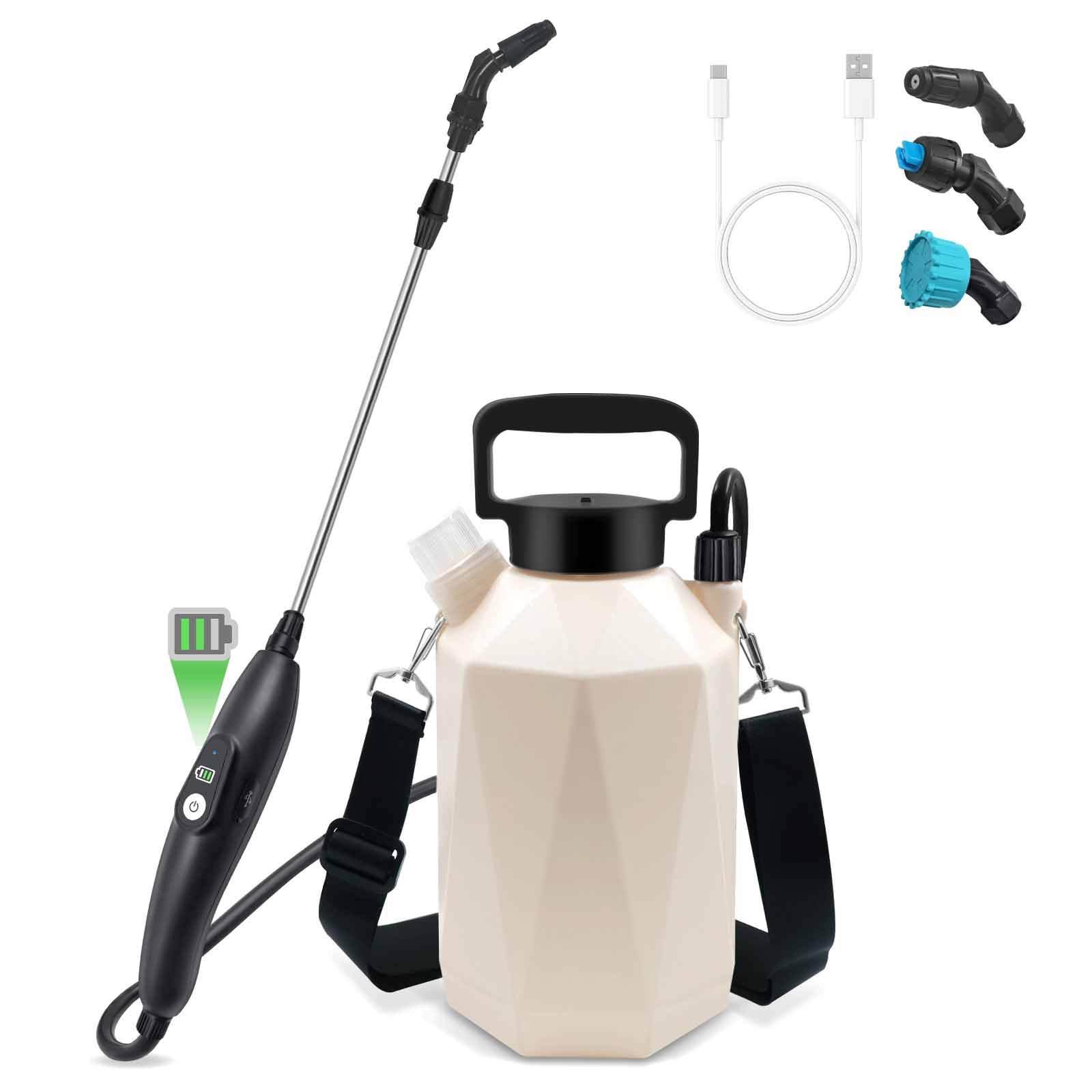 Giftsfaloy battery powered garden sprayer handle with indicator light for easy battery status.