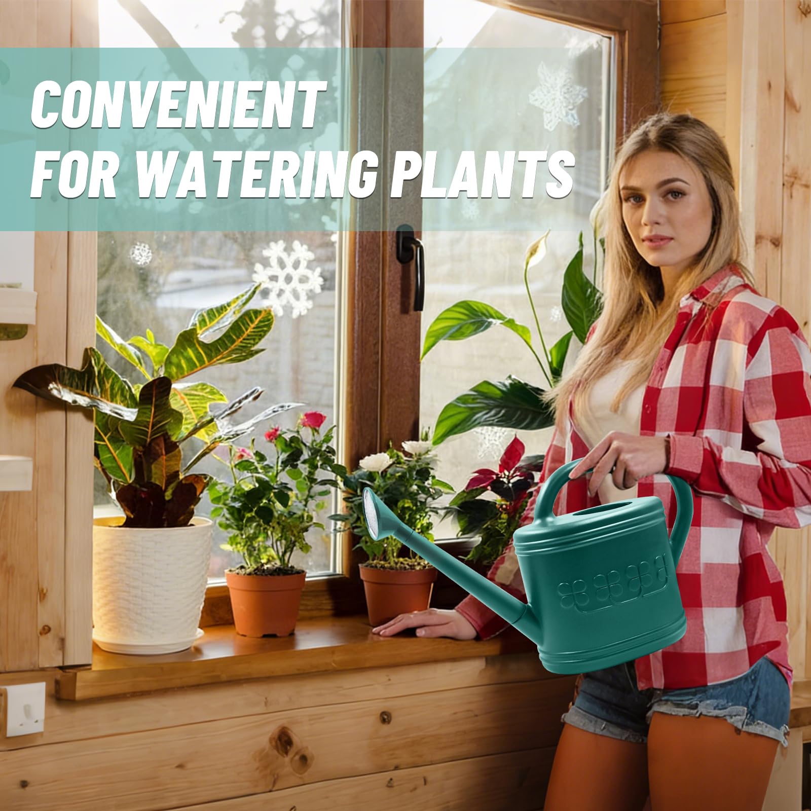 Giftsfaloy ergonomic double handle for comfortable, extended watering