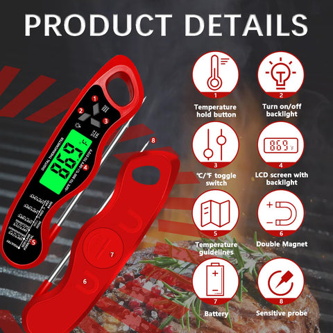 Giftsfaloy IP67 waterproof thermometer for easy cleaning and durability.