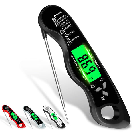 Giftsfaloy meat thermometer with backlit display for easy night grilling