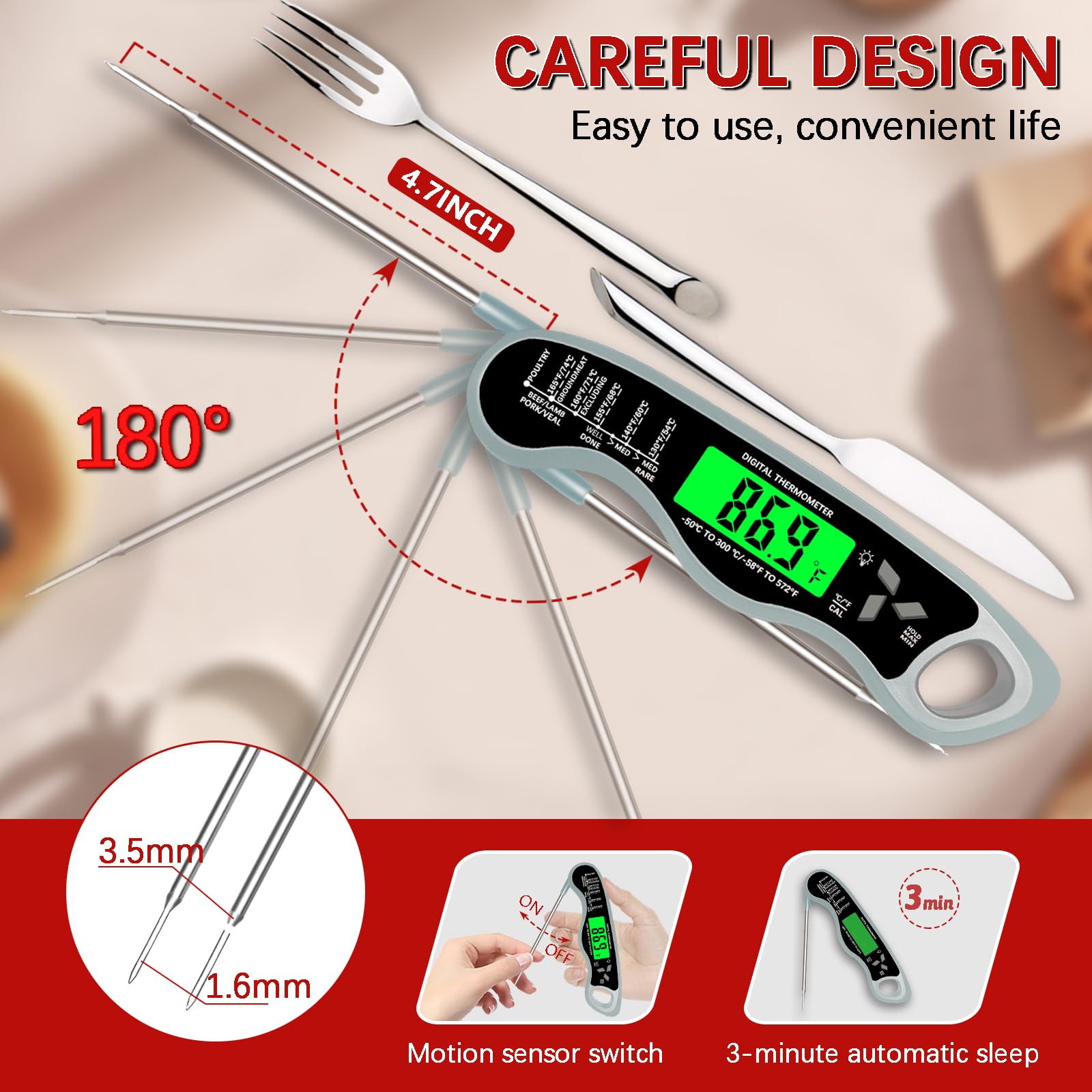 Giftsfaloy thermometer with magnetic storage keeps kitchen counter tidy