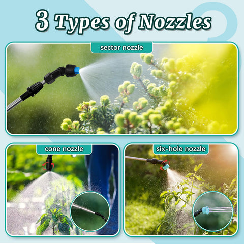 Giftsfaloy sprayer with three nozzles for versatile garden patterns