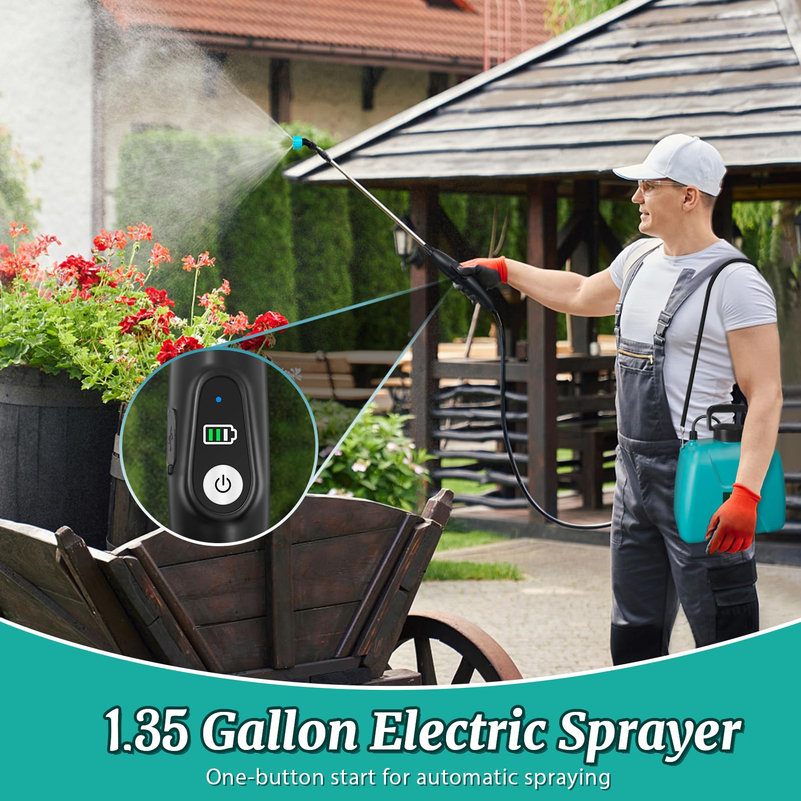 Giftsfaloy sprayer telescopic rod extension reaches high branches for precise coverage