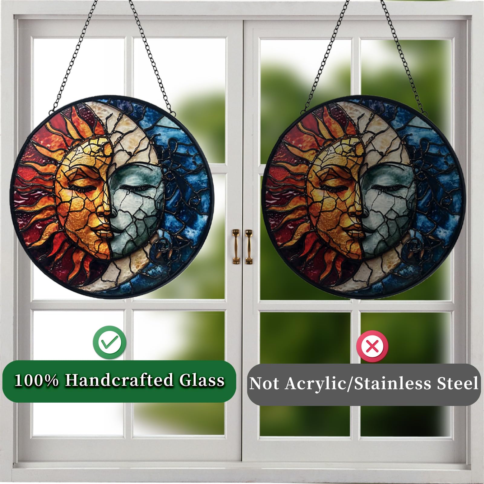 Giftway suncatcher with metal chain installs easily on windows or walls