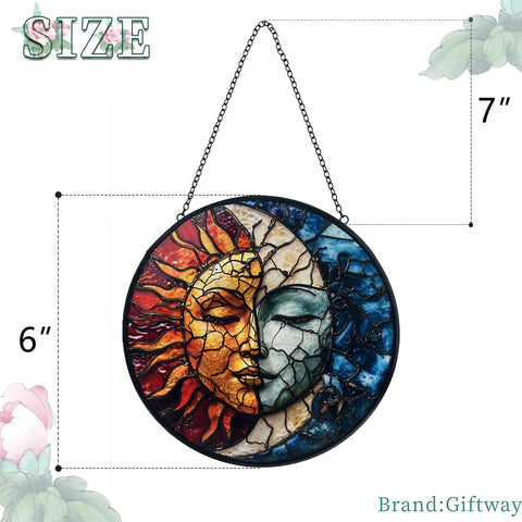 Giftway stained glass suncatcher 6x6 inches creates warm, vibrant patterns
