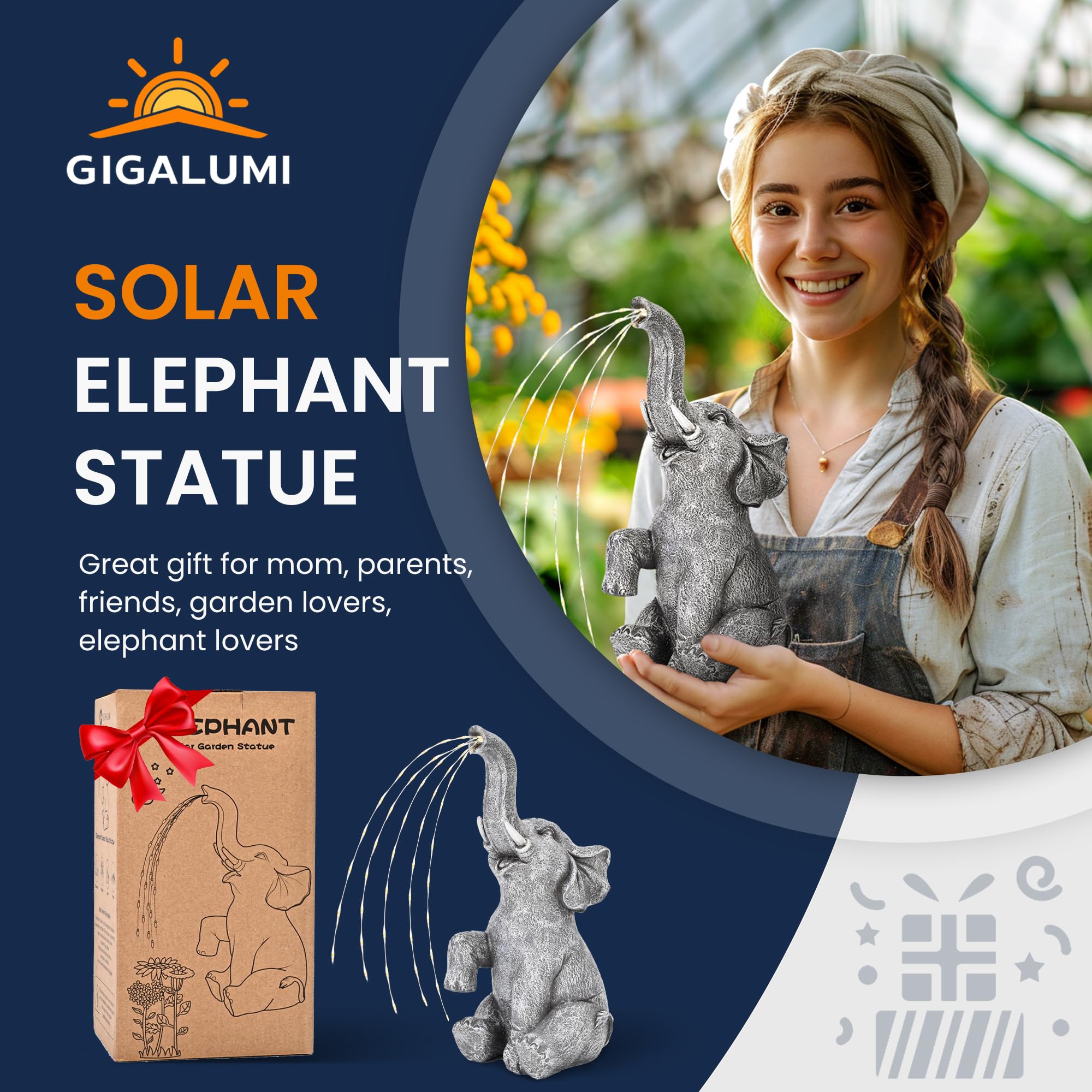 GIGALUMI elephant gift statue ideal for birthdays and occasions
