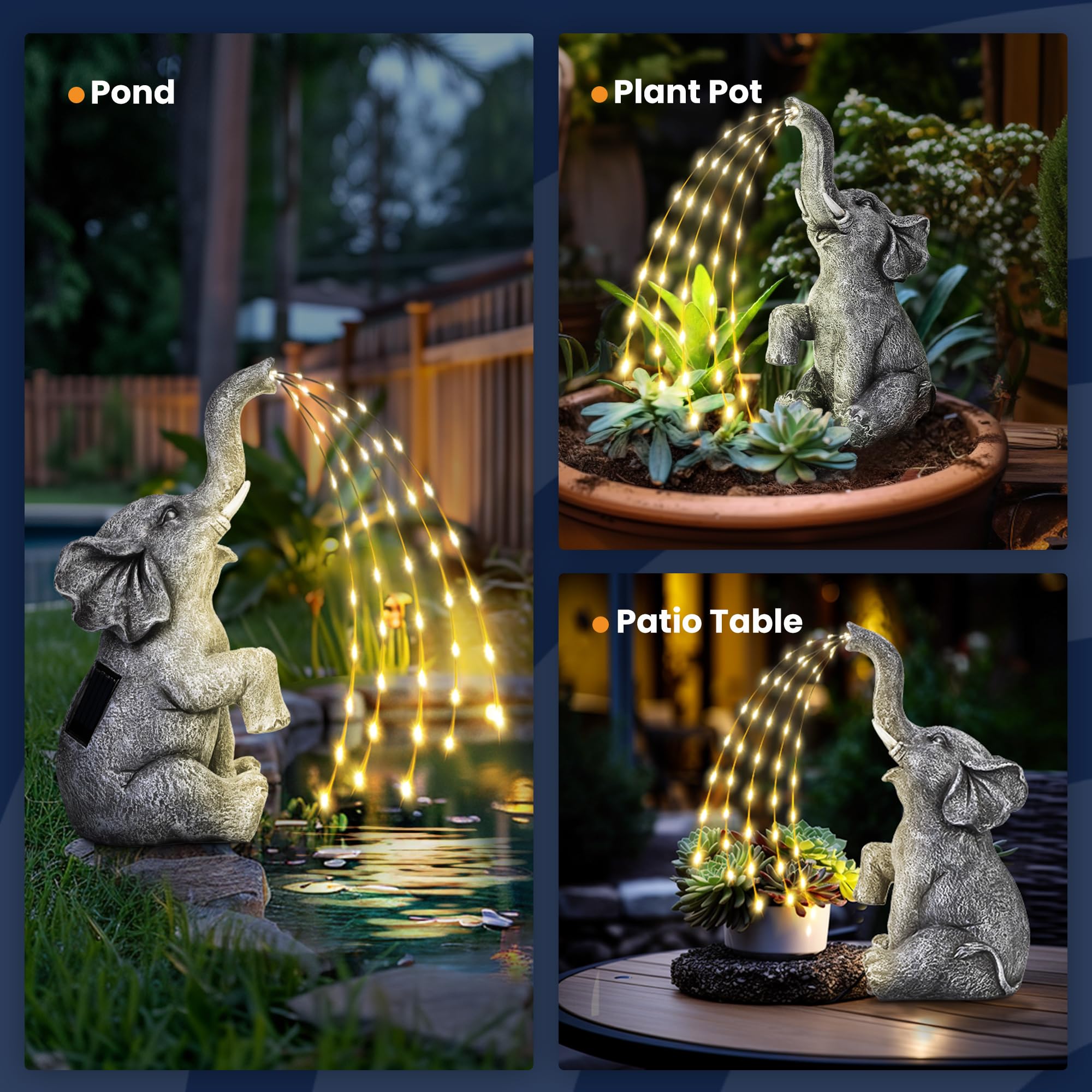 GIGALUMI elephant yard ornament creates cozy patio mood