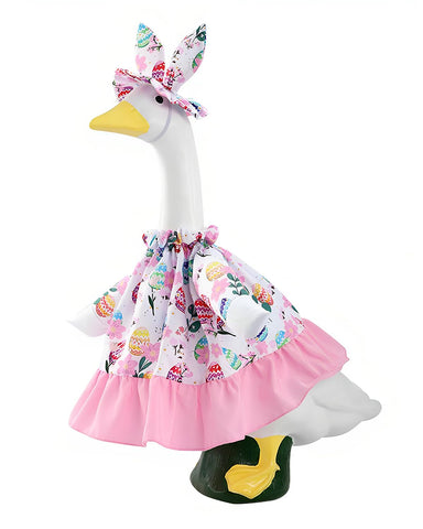 GigaCircle porch goose with bunny ears hat adds festive Easter curb appeal.