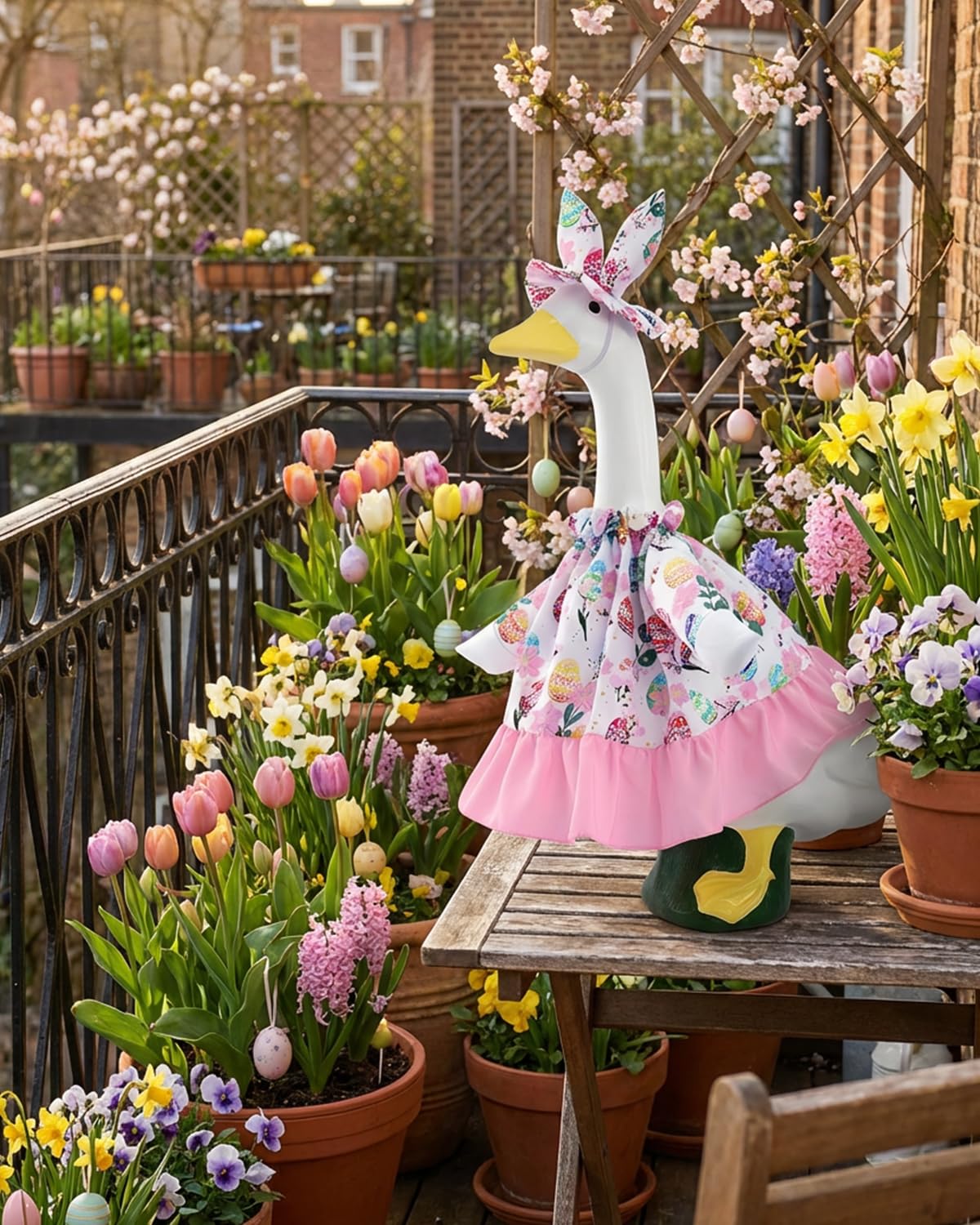 GigaCircle vibrant egg and bunny print adds cheerful color to gardens.
