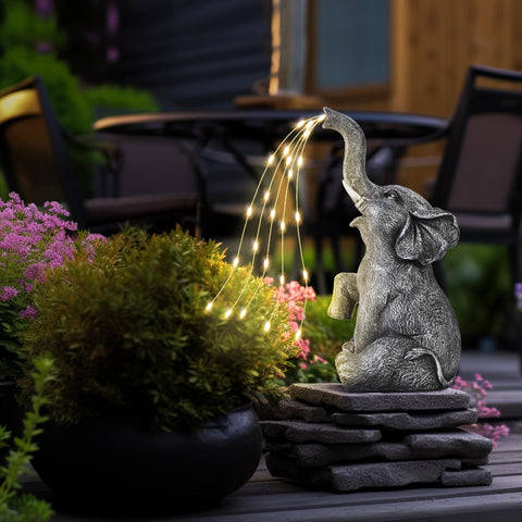 GIGALUMI elephant garden decor fits balconies, patios, and flower pots.