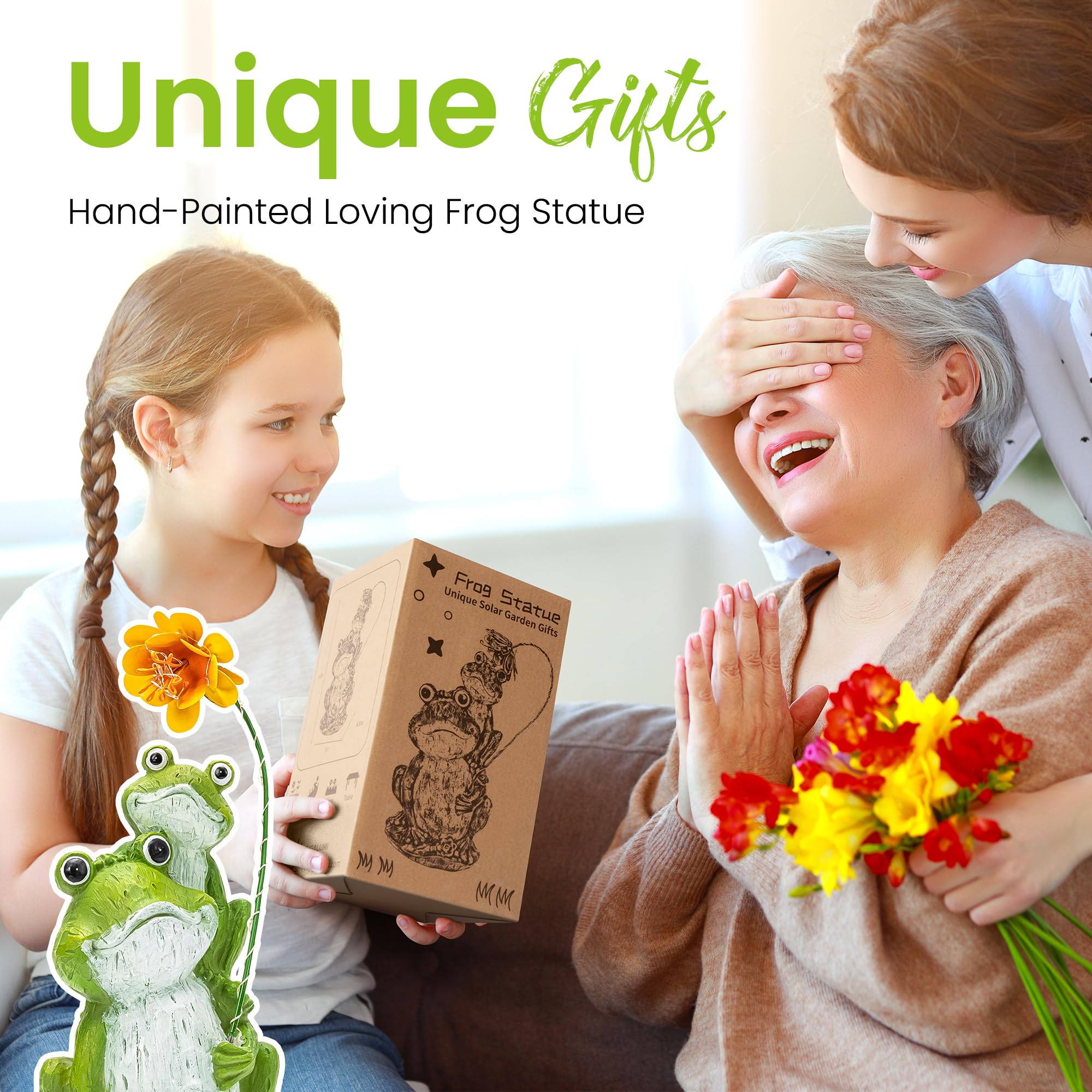 GIGALUMI hand-painted frog garden statue showcases craftsmanship for charming outdoor decor.
