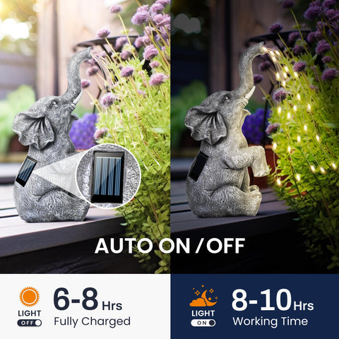 GIGALUMI resin elephant statue withstands weather while brightening porches.
