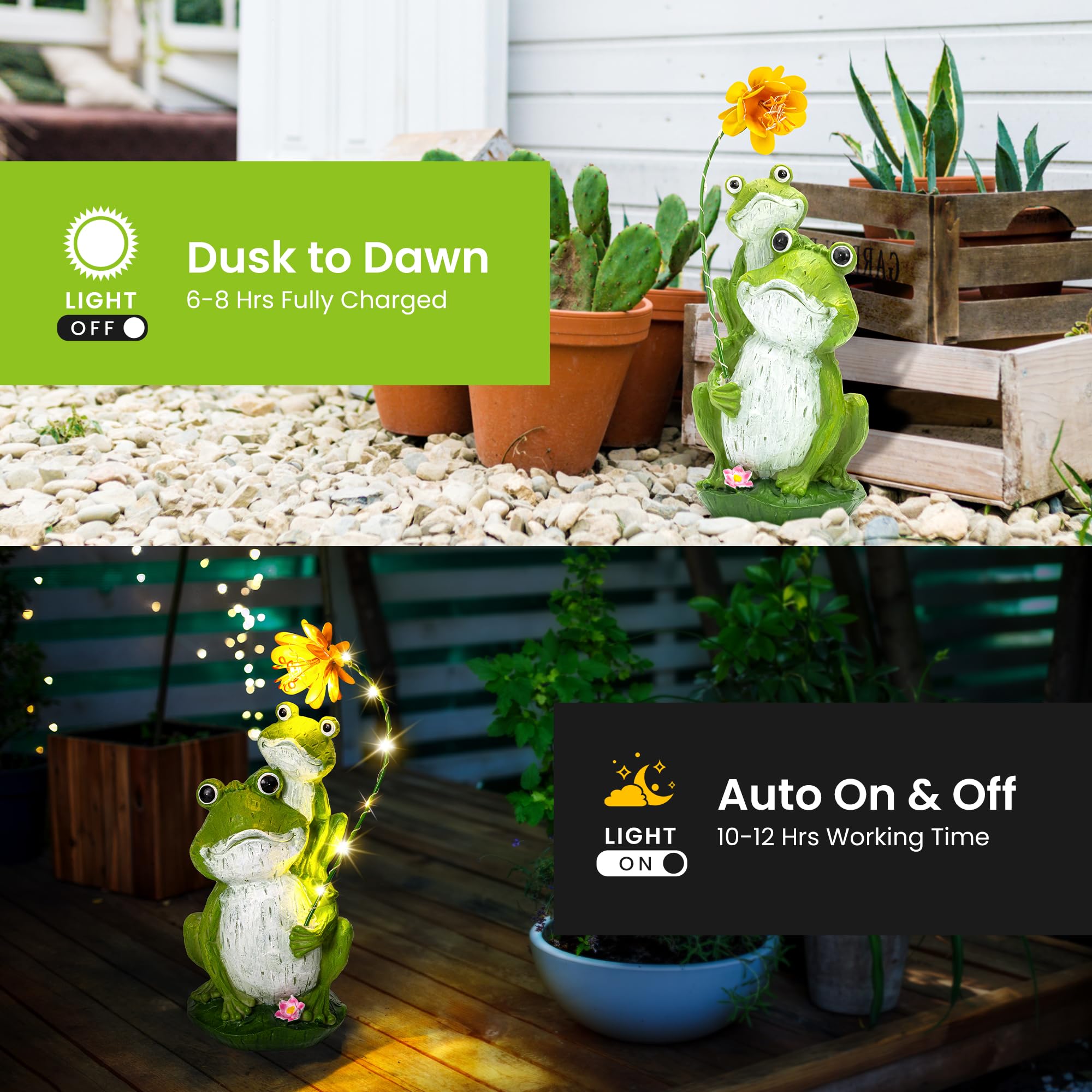 GIGALUMI solar-powered garden illumination for yards, patios, and entryways at dusk.