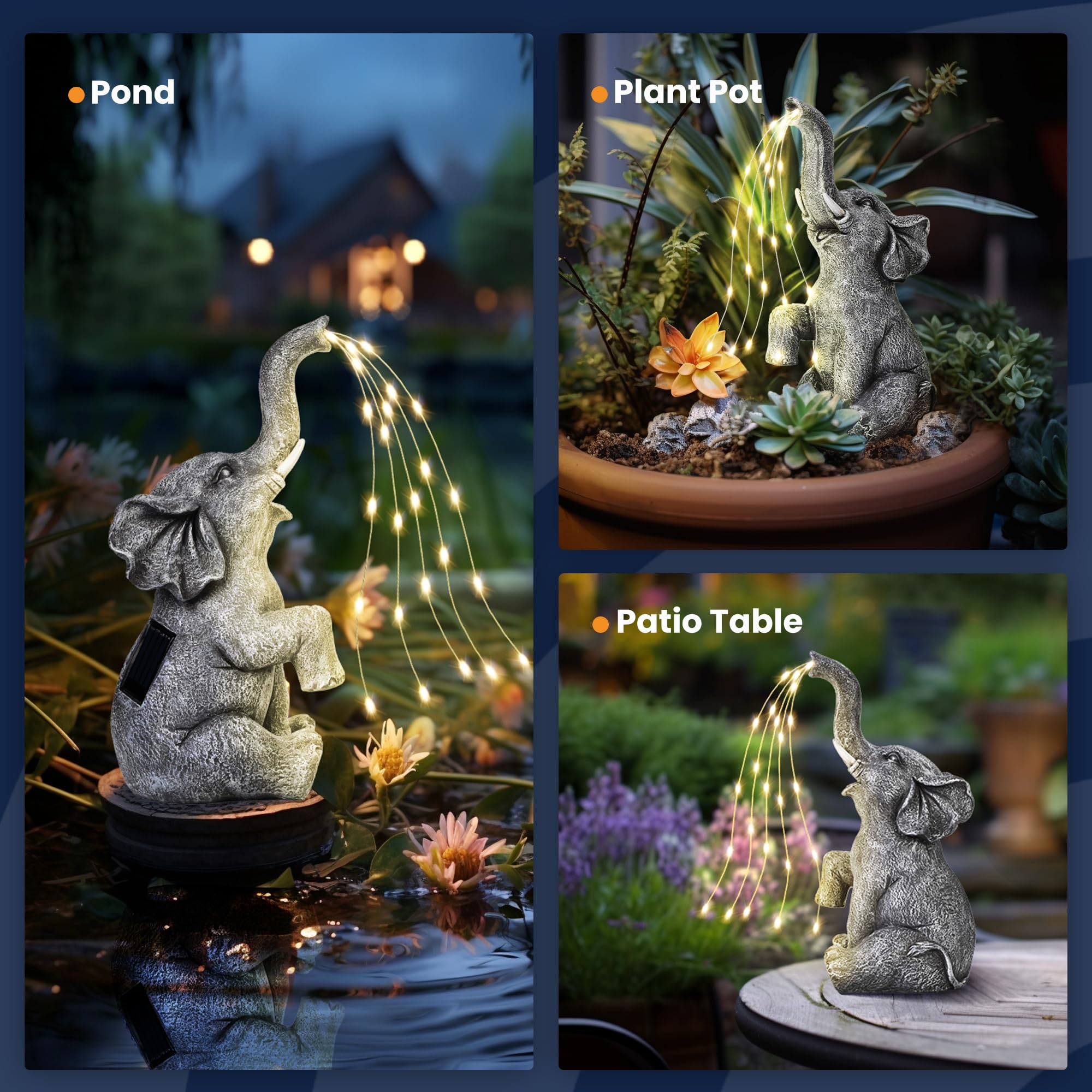 GIGALUMI solar-powered lights save energy while adding warmth to yards.