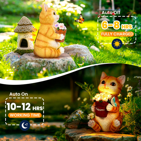 GIGALUMI garden cat statue ornament: durable outdoor decor that sparks smiles
