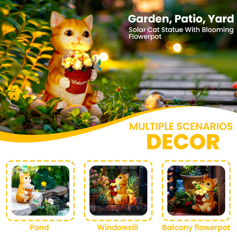 GIGALUMI LED cat statue garden light: energy-efficient glow powered by direct sunlight