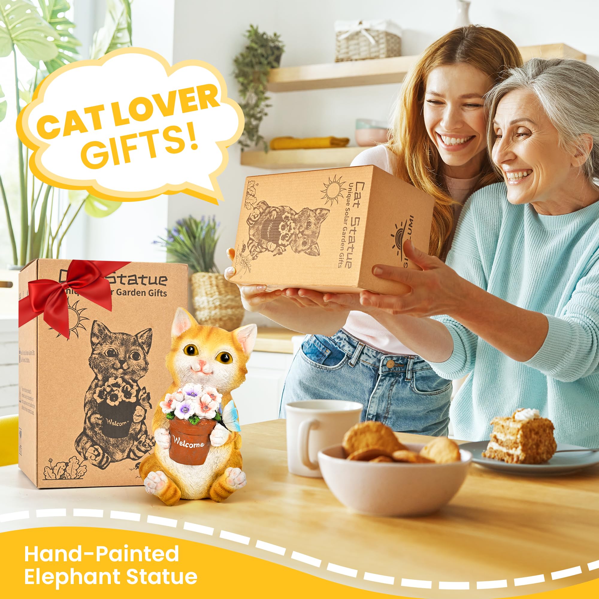 GIGALUMI solar panel cat figure image: easy maintenance with solar-powered lighting