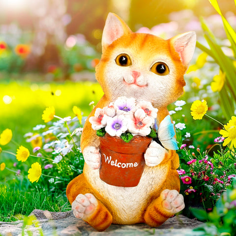 GIGALUMI yard art cat figurine image: charming focal point for lawns and beds