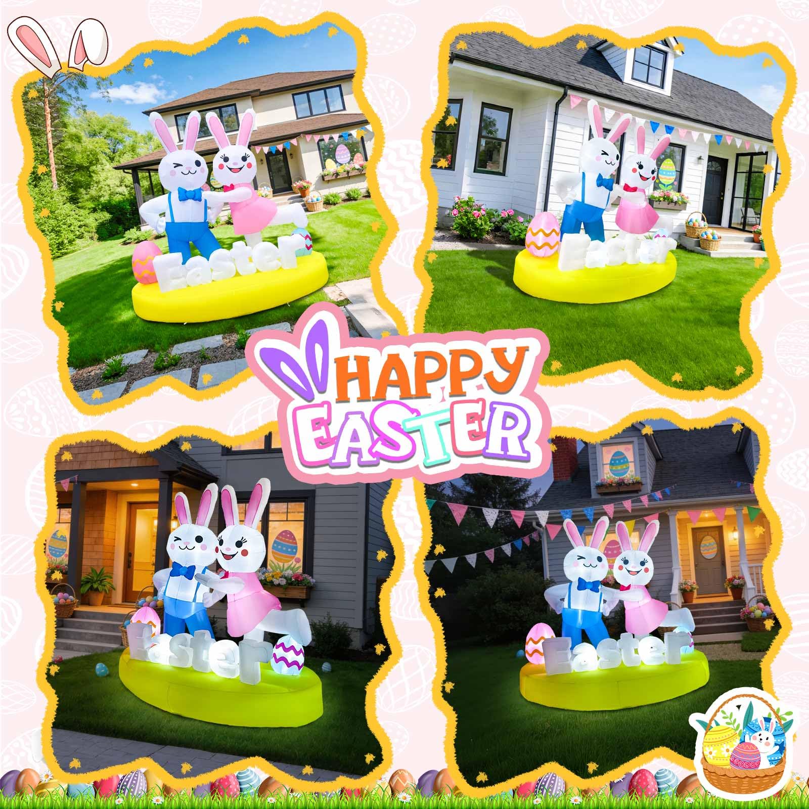 GIGLIM Easter inflatable with LED lights enhances after-dark visibility