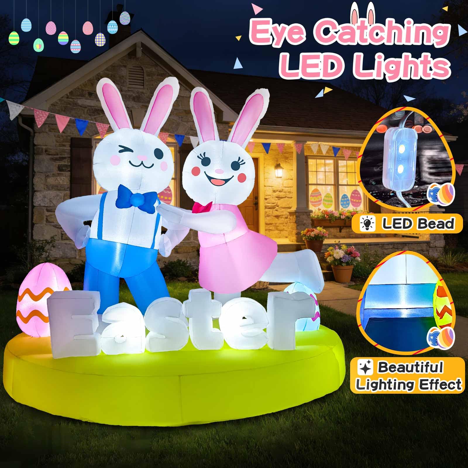 GIGLIM Easter sign and eggs inflatable creates a festive focal point