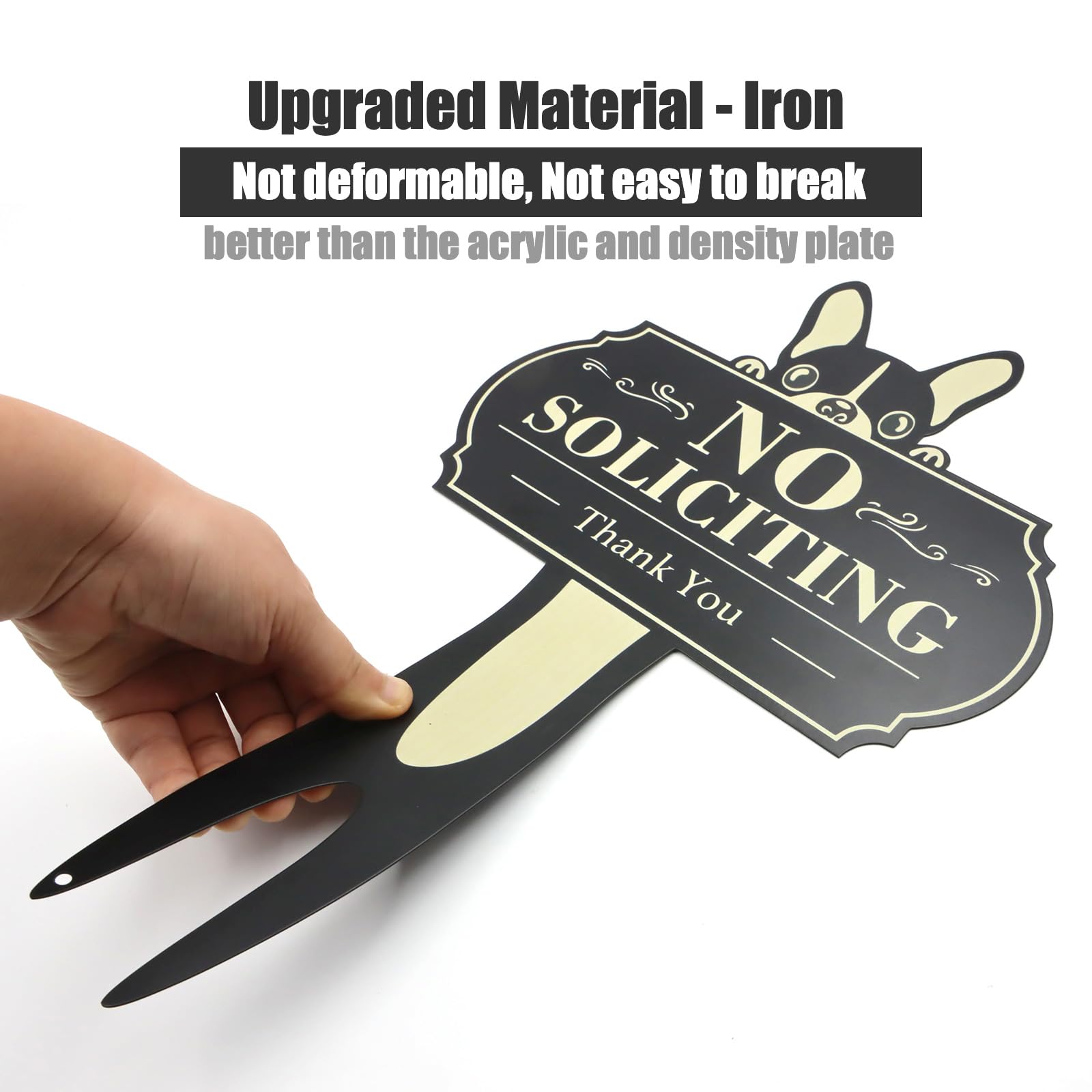 Gihunk iron yard sign 15x9.5, bold lettering seen from afar to deter solicitations