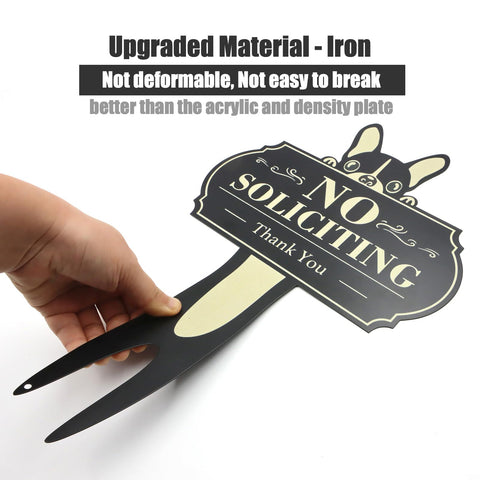 Gihunk iron yard sign 15x9.5, bold lettering seen from afar to deter solicitations