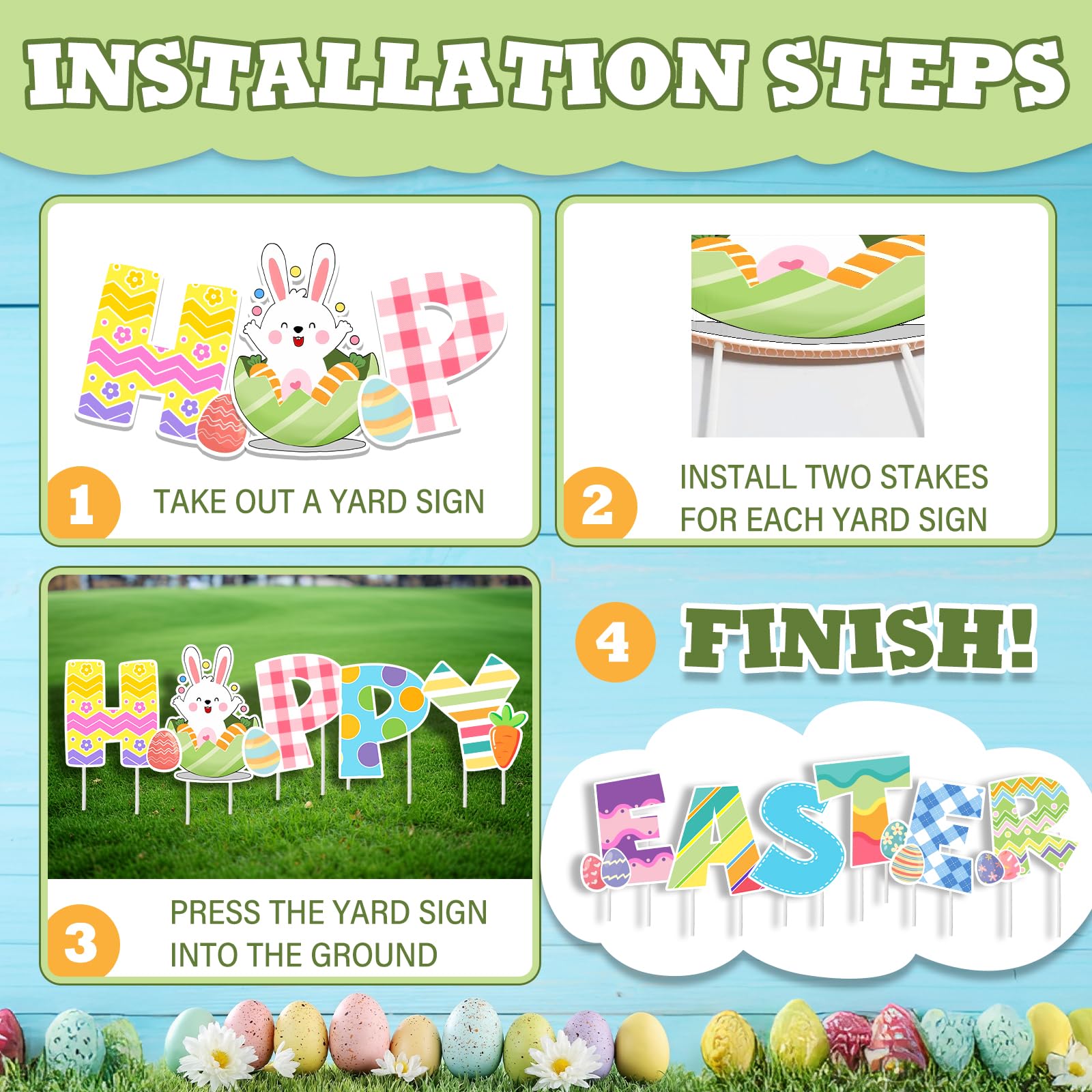 GIITSRIZ garden stake bunny sign durable for outdoor Easter decorating
