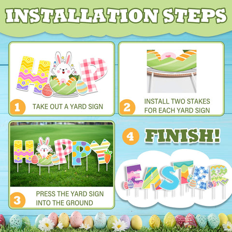 GIITSRIZ garden stake bunny sign durable for outdoor Easter decorating