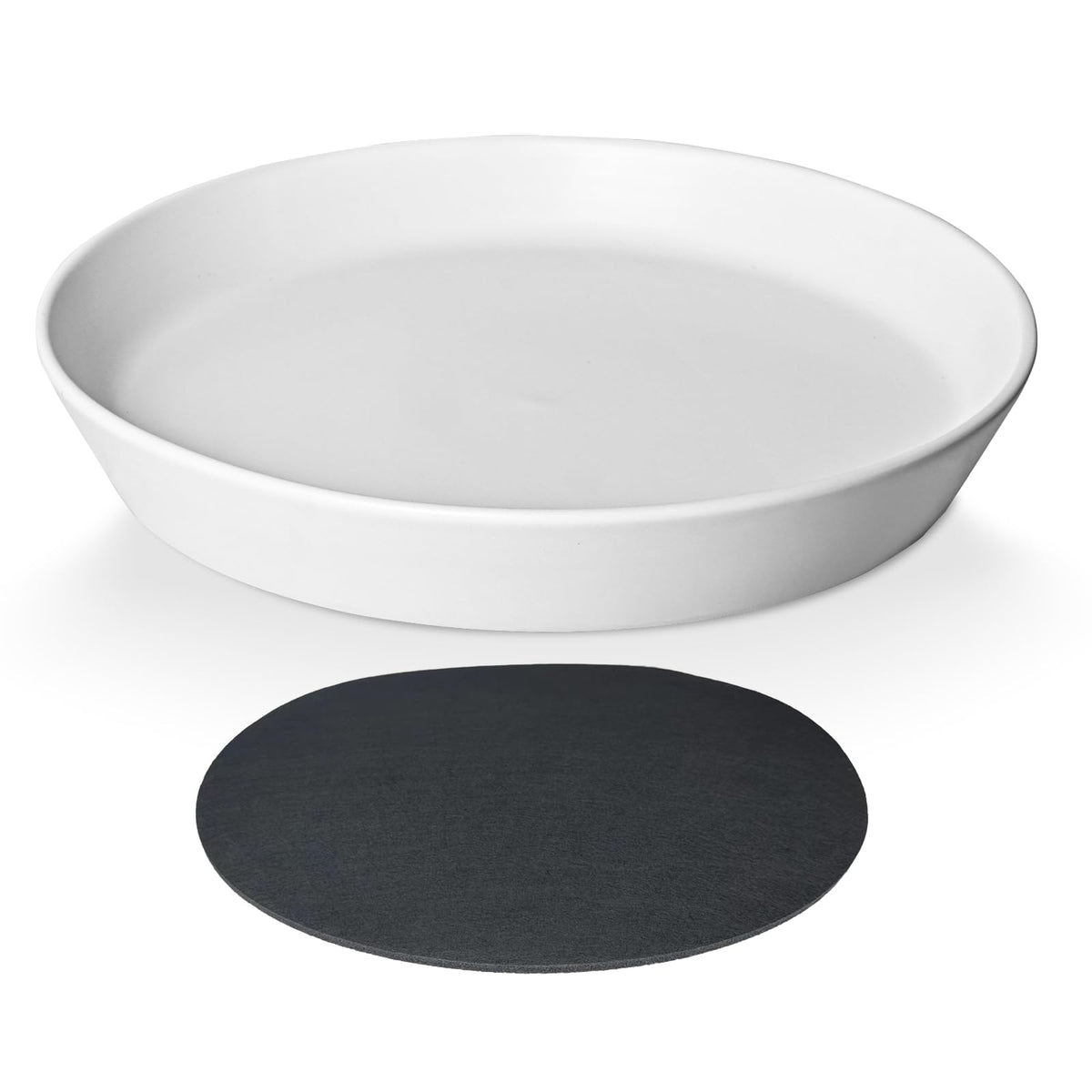 Gikupom 10-inch glazed ceramic plant saucer protects floors from drips.