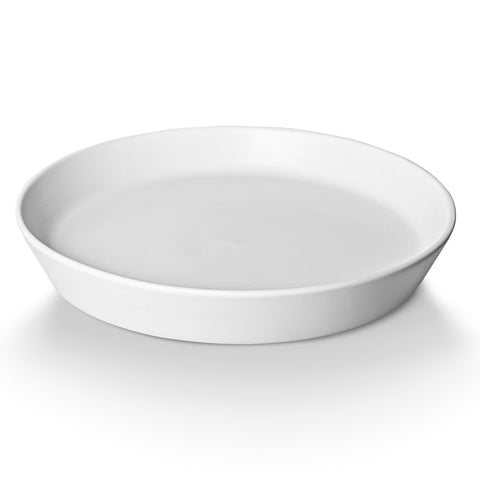 Gikupom 10-inch white glossy ceramic saucer enhances decor.