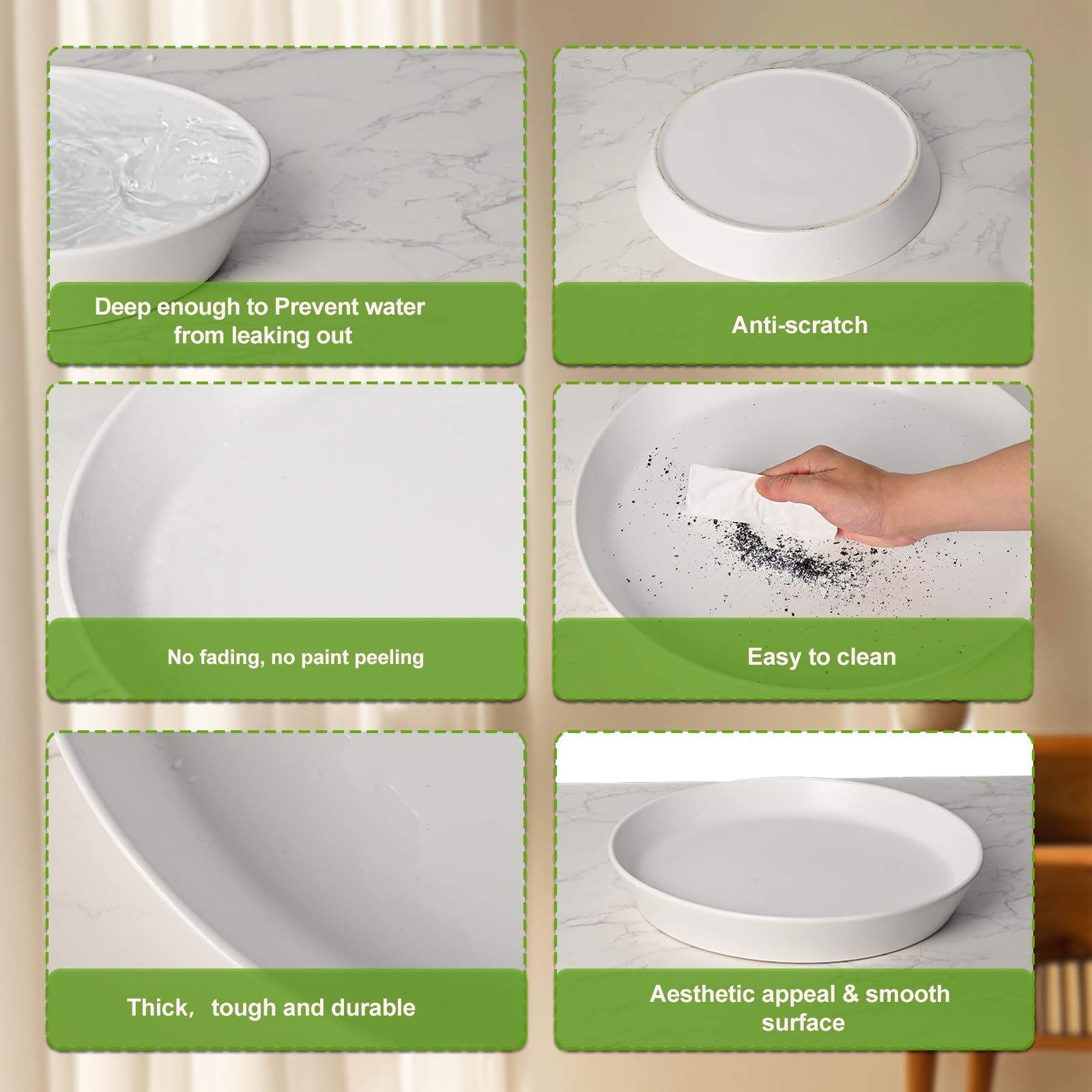 GIKUPOM glossy finish on 8 inch saucers resists scratches and fading